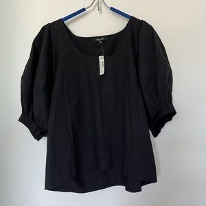 Madewell NWT black blouse with pouf sleeve